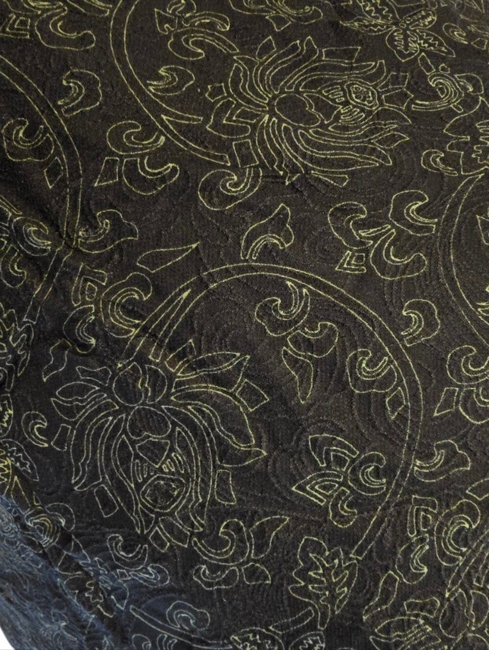 Vintage 90s Citron Santa Monica 100% Silk Floral Maxi Skirt Black Lime Green XL - Picture 6 of 14